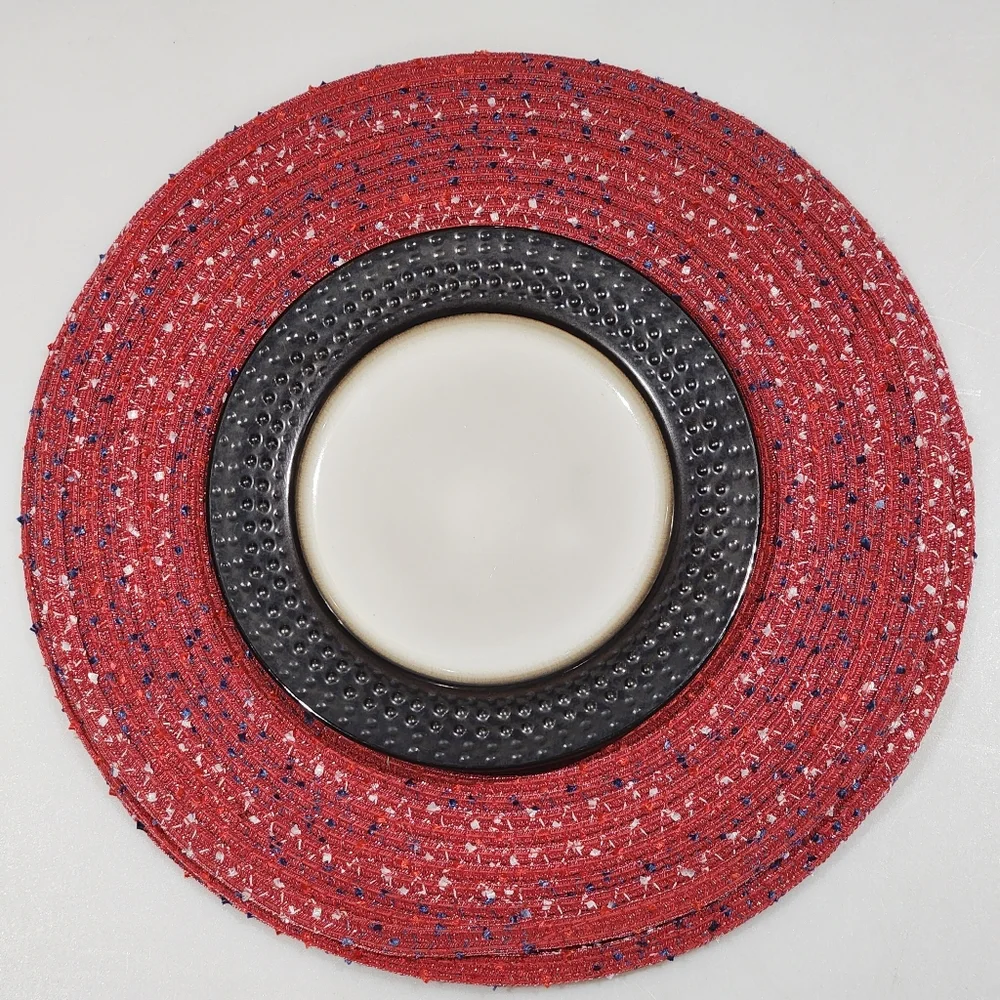 Benson Mills Set of Six Red Americana Round‎ Polyester Placemats 15in